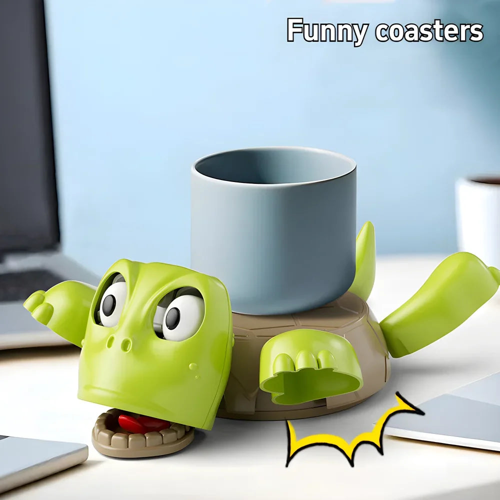 3D Printed Quirky Turtle Coaster Room Decoration Panicked Screaming Turtle Insulated Coaster Ornament Funny Bugsy Doll Mug Base
